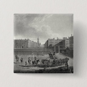Badge Carré 5 Cm Vue de carré de Hannovre, gravée par Robert