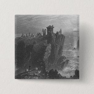 Badge Carré 5 Cm Vue de château de Dunottar, près de Stonehaven