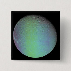 Badge Carré 5 Cm Vue de couleur fausse de la lune Dione de Saturn