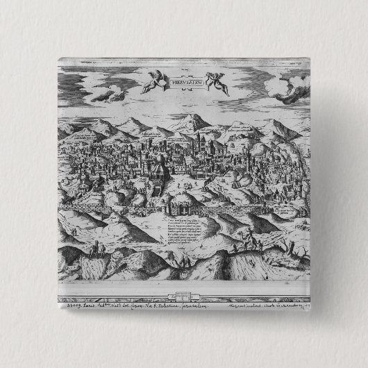 Badge Carré 5 Cm Vue de Jérusalem, 1570 ? (Devant)