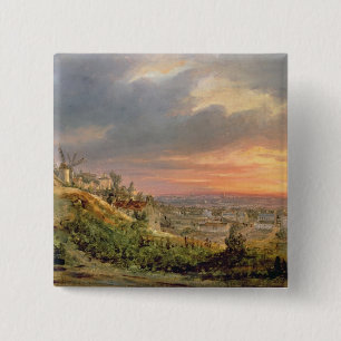 Badge Carré 5 Cm Vue de la butte Montmartre, c.1830