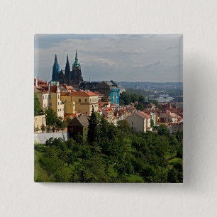 Badge Carré 5 Cm Vue de la cathédrale Saint-Guy, Prague, République