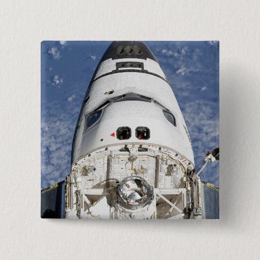 Badge Carré 5 Cm Vue de la navette spatiale cabine d'équipage d'End (Devant)