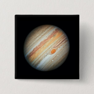 Badge Carré 5 Cm Vue de la planète Jupiter (télescope Hubble)