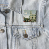 Badge Carré 5 Cm Vue de l'église du Saint-Sulpice (En situation)