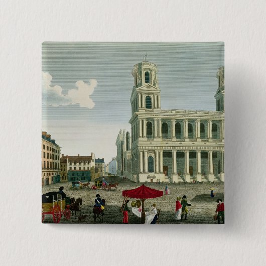 Badge Carré 5 Cm Vue de l'église du Saint-Sulpice (Devant)
