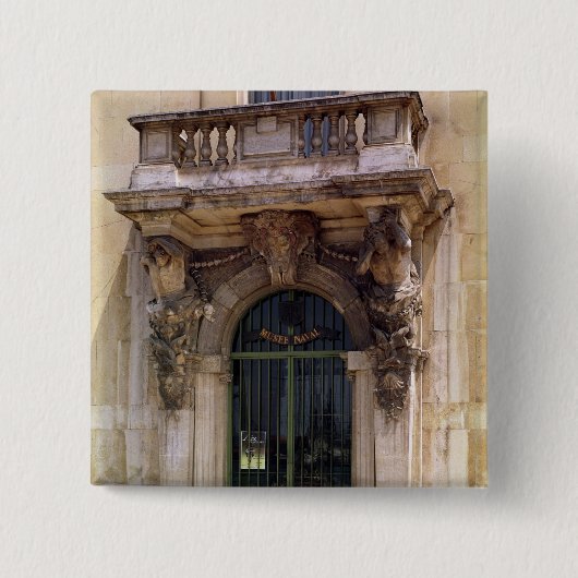 Badge Carré 5 Cm Vue de l'entrée de musée (Devant)