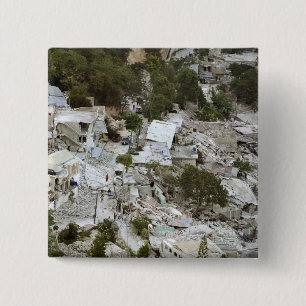 Badge Carré 5 Cm Vue de Port-au-Prince, Haïti