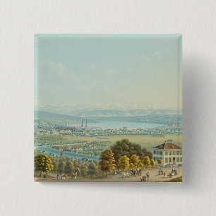 Badge Carré 5 Cm Vue de Zurich, c.1840 (la semaine)