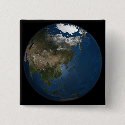 Badge Carré 5 Cm Vue d'ensemble sur l'Asie avec la glace de mer arc (Devant)