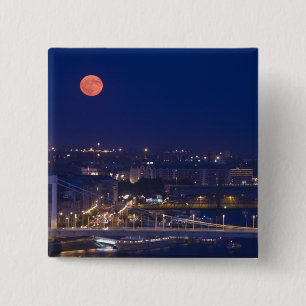 Badge Carré 5 Cm Vue depuis le bassin des pêcheurs à côté de Matyas