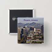 Badge Carré 5 Cm Vue du centre de Phoenix, Arizona (Devant & derrière)
