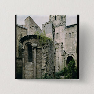 Badge Carré 5 Cm Vue extérieure de l'apsidiole de l'abbaye