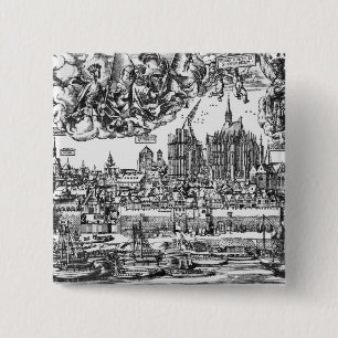 Badge Carré 5 Cm Vue générale de Cologne, 1531 (gravure) (pho de