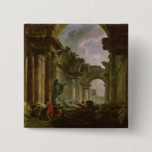 Badge Carré 5 Cm Vue imaginaire de la galerie grande du