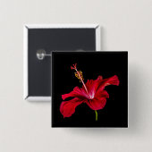 Badge Carré 5 Cm Vue latérale de l'Hibiscus rouge (Devant & derrière)