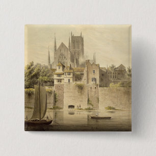 Badge Carré 5 Cm Vue occidentale de la cathédrale de Worcester,