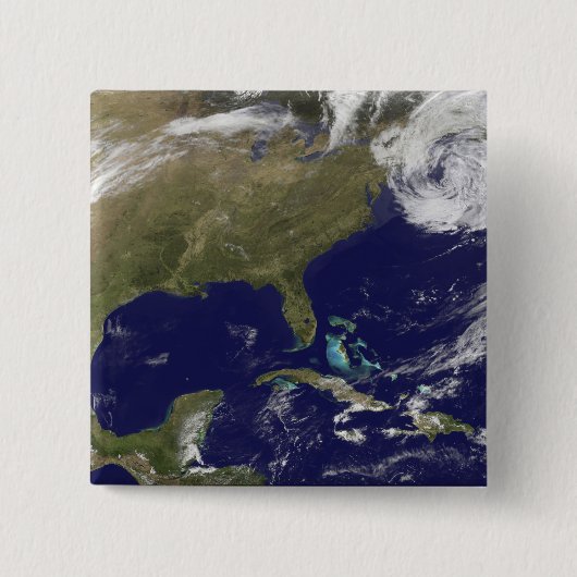Badge Carré 5 Cm Vue satellite de la côte Est des États-Unis (Devant)