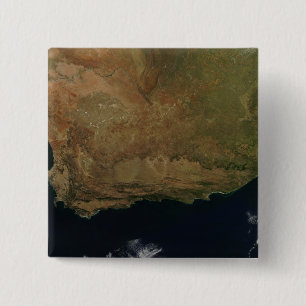 Badge Carré 5 Cm Vue satellite de l'Afrique du Sud