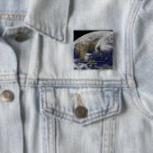 Badge Carré 5 Cm Vue satellite de l'ouragan Sandy (En situation)