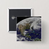 Badge Carré 5 Cm Vue satellite de l'ouragan Sandy (Devant & derrière)