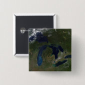 Badge Carré 5 Cm Vue satellite des Grands Lacs (Devant & derrière)