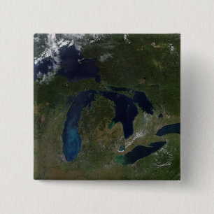 Badge Carré 5 Cm Vue satellite des Grands Lacs