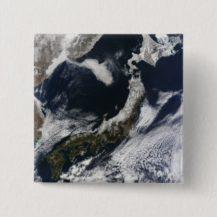 Badge Carré 5 Cm Vue satellite du Japon