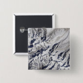 Badge Carré 5 Cm Vue satellite d'un glacier himalayen (Devant & derrière)