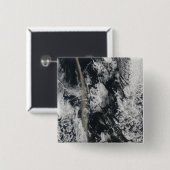 Badge Carré 5 Cm Vue satellite d'un panache de cendres (Devant & derrière)