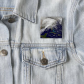Badge Carré 5 Cm Vue satellite d'une tempête d'hiver massive (En situation)