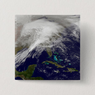 Badge Carré 5 Cm Vue satellite d'une tempête massive d'hiver
