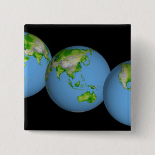 Badge Carré 5 Cm Vues topographiques du monde