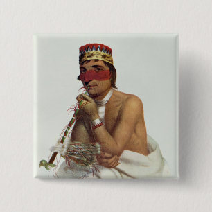 Badge Carré 5 Cm Wa-Fin de support-Boesh-Kaa, un chef de Chippeway