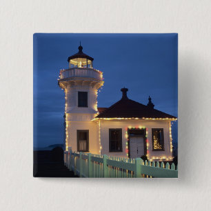 Badge Carré 5 Cm WA, Mukilteo, phare de Mukilteo, établi
