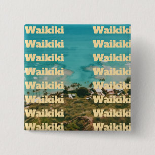 Badge Carré 5 Cm Waikiki, Honolulu, Oahu, Hawaï