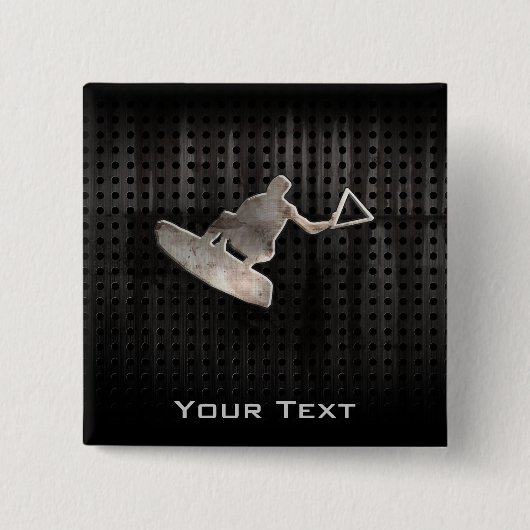 Badge Carré 5 Cm Wakeboarder ; Noir frais (Devant)