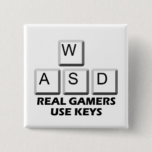 Badge Carré 5 Cm WASD - Vraies clés d'utilisation de Gamers