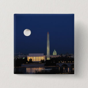 Badge Carré 5 Cm Washington DC la nuit