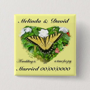 Badge Carré 5 Cm Wedding Swallowtail Butterfly Items