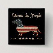 Badge Carré 5 Cm Weenie Le Peuple Dachshund 4 juillet (Devant)