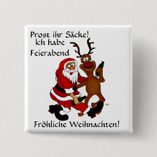 Badge Carré 5 Cm Weihnachtsmann mit Elch