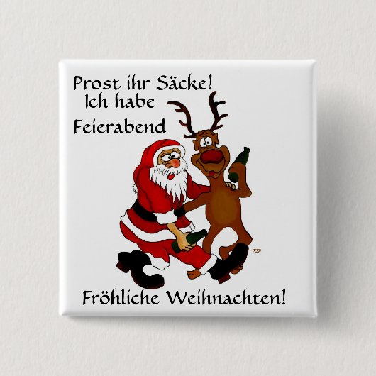 Badge Carré 5 Cm Weihnachtsmann mit Elch (Devant)