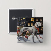 Badge Carré 5 Cm Weimaraner Festin de Noël (Devant & derrière)