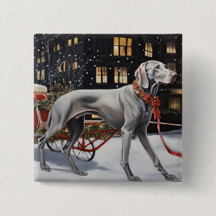 Badge Carré 5 Cm Weimaraner Festin de Noël