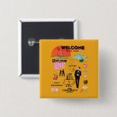 BADGE CARRÉ 5 CM WELCOME AGAIN (Devant & derrière)