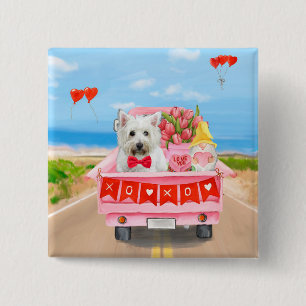Badge Carré 5 Cm West Highland White Terrier Camion de la Saint-Val