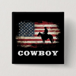 Badge Carré 5 Cm Western Country Men Rodeo Southern Retro Cowboy