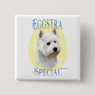 Badge Carré 5 Cm Westie Eggstra Special - Bouton