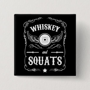 Badge Carré 5 Cm Whiskey et Squats - Motivation "Poids Lifting"